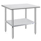 Profeeshaw Stainless Steel Prep Table 30''x36'' NSF Commercial Workbench - color: No Backsplash, size: 30''x36''