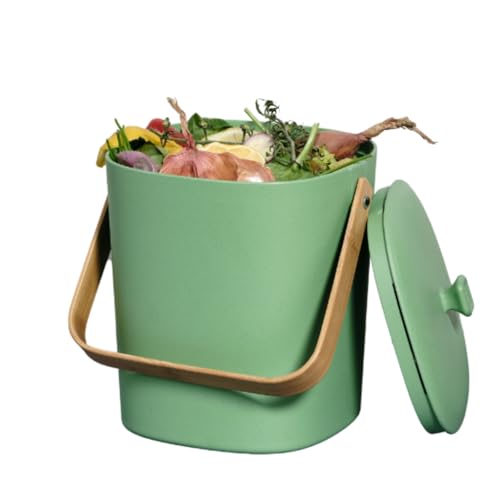 Bamboozle Countertop Compost Bin Kitchen | 1 Gallon | Odorless Composting Bin with Filters | Indoor Compost Bin with Lid | Plant Based Kitchen Composter for Food Scraps & Waste Recycling | Avocado