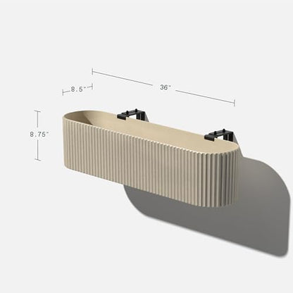 Veradek Demi Series Railing Planter - Round Window Box with Bracket - color: Sand, size: 36 inch