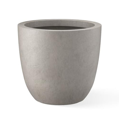 Kante Weathered Concrete Planter 18" Dia All-Weather Round Large Pot - color: Buff Concrete, size: 18"d