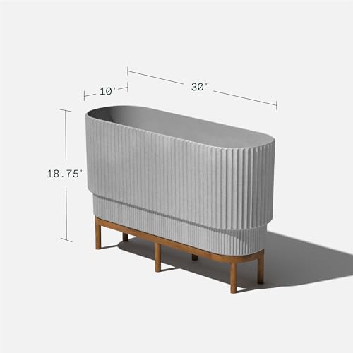 Veradek Demi Series Raised Long Planter - Wide Planter with Stand - color: Grey/Brown, size: 30 inch