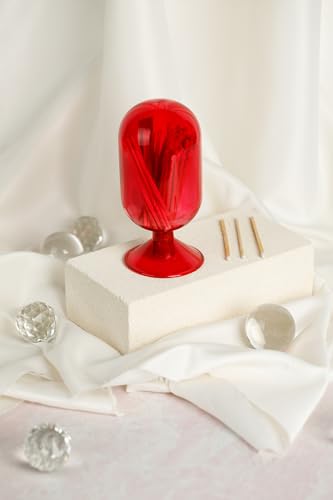 Premium Glass Match Cloche - Matches in a Jar with Striker. Matchstick Holder for Long Matches for Candles. Includes Match Striker and White Matches.