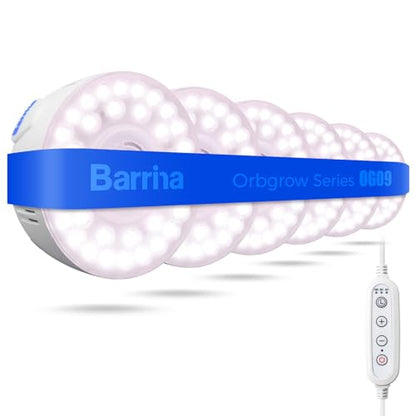 Barrina OG09 Puck Grow Light, 54W(6 x 9W), Pinkish White, Timer, 6 Packs - color: Pinkish White-White Cover, size: 6 Packs with Timer