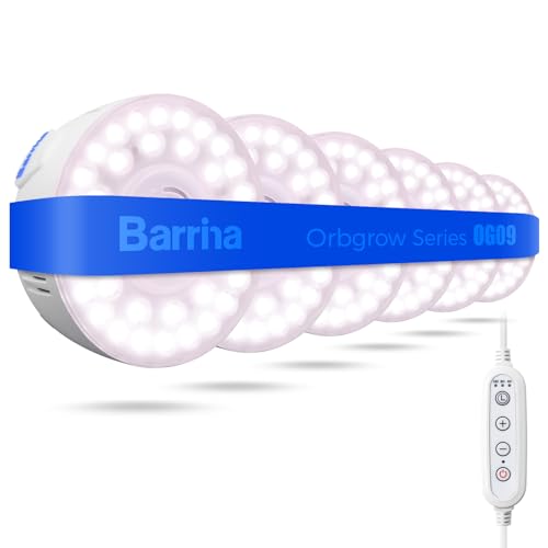 Barrina OG09 Puck Grow Light, 54W(6 x 9W), Pinkish White, Timer, 6 Packs - color: Pinkish White-White Cover, size: 6 Packs with Timer