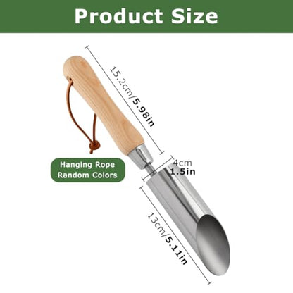 Bulb Planter Tool, 11 Inch Stainless Steel Bulb Planter with Wooden Handle