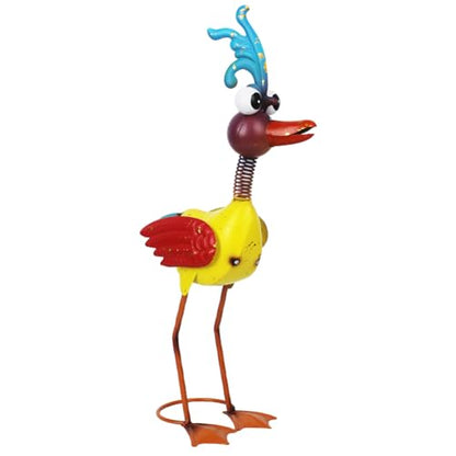 Metal Wacky Rooster Garden Statue for Patio, Backyard, Lawn - color: Gold