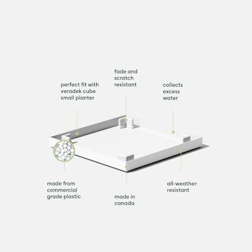 Veradek Block Series Cube Planter & Drip Tray - Square Outdoor Planter Set - color: White, size: Small - 2 pack with saucers