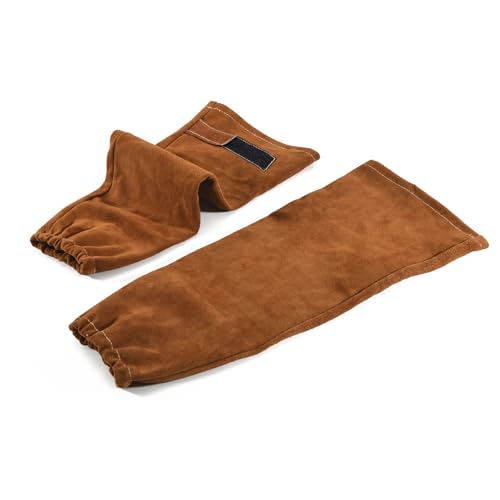 QeeLink Leather Welding Work Sleeves for Men&Women - color: Brown, size: X-Large