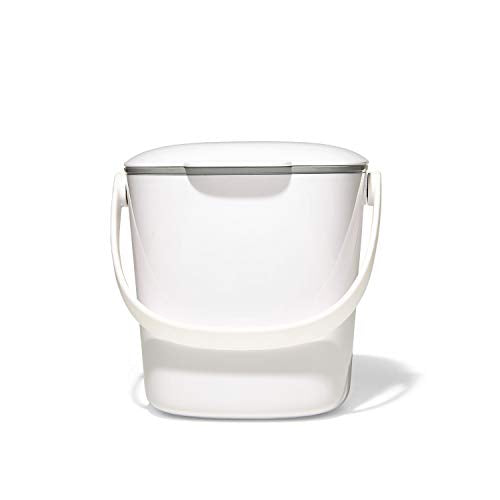 OXO Good Grips Easy-Clean Compost Bin, White, 0.75 Gal - color: White, size: 0.75 Gallon