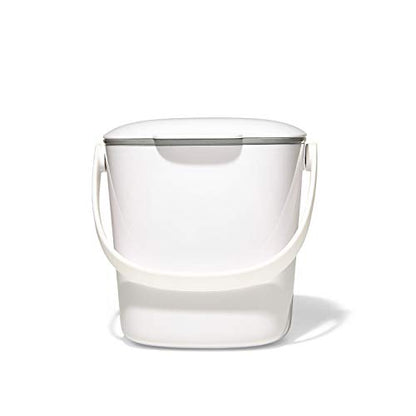 OXO Good Grips Easy-Clean Compost Bin, White, 0.75 Gal - color: White, size: 0.75 Gallon