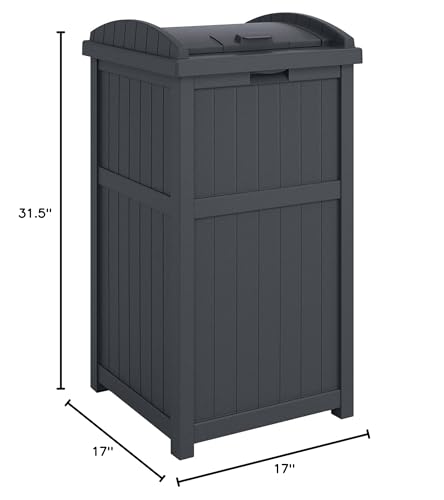 Suncast 3 Pack Trash Hideaway Refuse Container, Stylish Resin Outdoor Garbage Bin with Latching Lid, 30 to 33 Gallon Capacity, Cyberspace - color: Cyberspace, size: 3 Pack