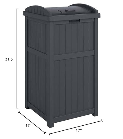 Suncast 3 Pack Trash Hideaway Refuse Container, Stylish Resin Outdoor Garbage Bin with Latching Lid, 30 to 33 Gallon Capacity, Cyberspace - color: Cyberspace, size: 3 Pack