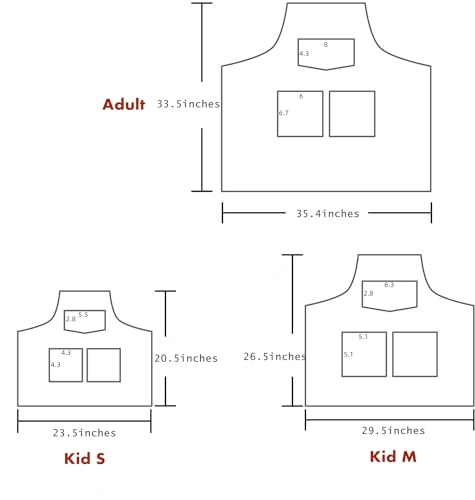 Cute Denim Matching Apron for Kids and Adults, Cook Art Paint Garden - color: Lightblue, size: kid S(age 3-7)