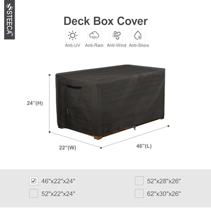Patio Deck Box Cover Waterproof, 46L x 22W x 24H inch, Black - color: Black, size: 46"x22"x24"(H)