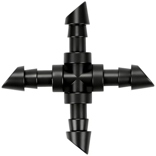 45 Pack 1/4" Drip Irrigation Cross Fittings, 1/4'' Dripline Barbed Cross Tee Connectors for 1/4 Inch Irrigation Tubing 4-way T Parts for Garden Drip Systems - size: 1/4" Cros-45P