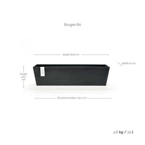 Ecopots Bruges Rectangular Flower Planter, Dark Grey, 31.5" - color: Dark Grey, size: 31.5"