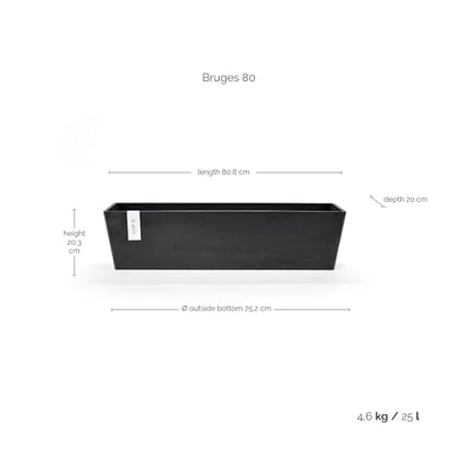 Ecopots Bruges Rectangular Flower Planter, Dark Grey, 31.5" - color: Dark Grey, size: 31.5"