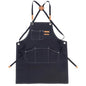Canvas Tool Apron, Heavy Duty Multi-Pocket, Crossback Adjustable - color: Black