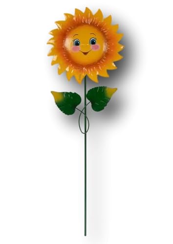 Beautiful Garden Plant Stake Picks Indoor or Outdoor (Adorable Smiling Yellow Sunflower) - color: Adorable Smiling Yellow Sunflower