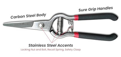 Garden Guru Classic Bypass Pruning Shears Clippers – Heavy Duty Forged Steel Garden Pruners – Safety Lock – Non Slip Comfort Grips – Cuts up to 1” Diameter – Professional Bypass Pruners (4 Pack) - size: 4 Pack, style: Precision Blade