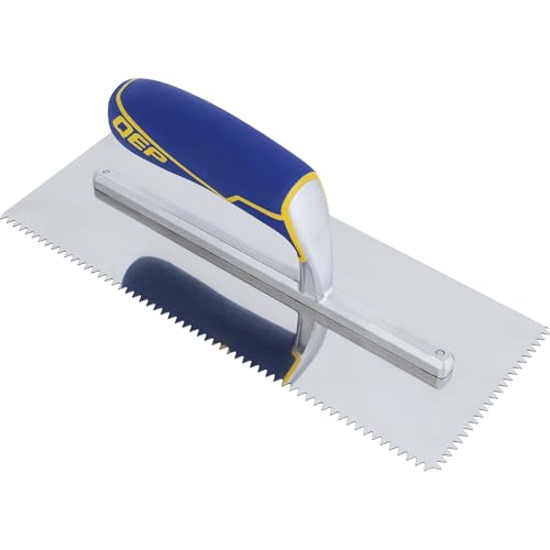 QEP Comfort Grip Stainless Steel Trowel V-Notch 3/16" x 5/32"