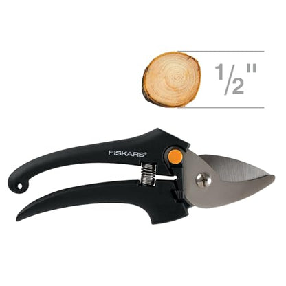 Fiskars Stainless Steel Bypass Fashion Pruner, Black [379200-1005 FSKSHR]