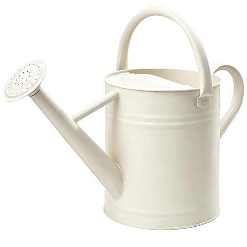 Metal Watering Can for Outdoor Plants, Watering Can 1 Gallon,Cream White - color: Cream White