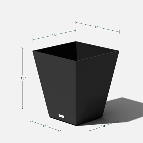 Veradek Pure Series Nobleton Planter - Tapered Square Outdoor Planter - color: Black, size: 18 inch