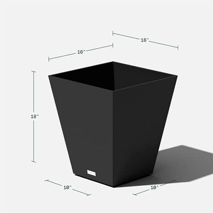 Veradek Pure Series Nobleton Planter - Tapered Square Outdoor Planter - color: Black, size: 18 inch