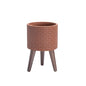 D'vine Dev Planter Pot with Wood Stand, 8 in, Terra Cotta, 88-Z-A-3 - color: Terra Cotta, size: Small