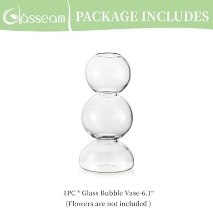 Glasseam Glass Bubble Vase, Clear Ball Bud Vases for Single Stem Flowers - color: Clear, size: Single Vase (3 Balls)