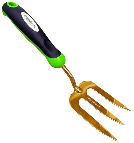 Garden Guru Titanium Hand Weeder Fork Tool – Rust Resistant – Ergonomic Handle – Great for Planting, Spreading Mulch, Weeding, Loosening & Transplanting Soil - size: 1 Pack, style: Titanium