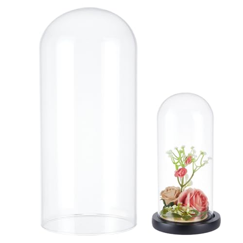 UNICRAFTALE Clear Cloche Glass Dome 7.87"x3.54" Handmade Glass Cloche Antique Collectibles Dome Showcase Decorative Bell Jar for Plants Medals Photos Fairy Lights Table Decor - size: 9x20cm