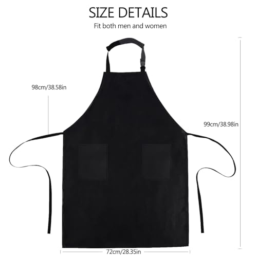Homsolver 2 Pack Waterproof Dishwasher Rubber Adjustable Apron for Unisex - color: Black With Pockets