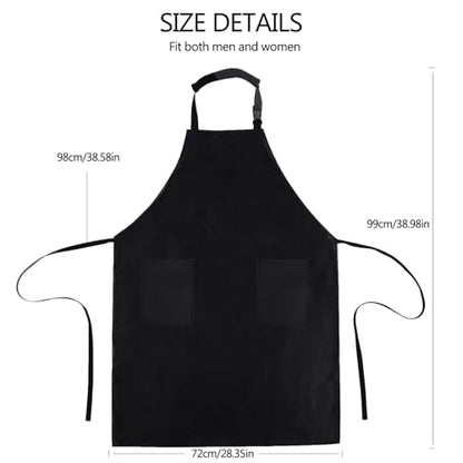 Homsolver 2 Pack Waterproof Dishwasher Rubber Adjustable Apron for Unisex - color: Black With Pockets