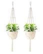 41 Inch Macrame Plant Hanger Indoor Hanging Plant Holder Ivory 2Pcs