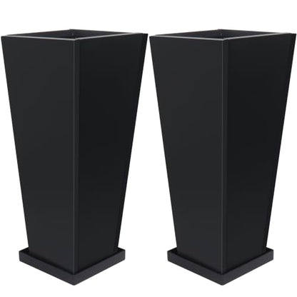 30" Metal Tall Outdoor Planters Set of 2, Durable & Wealtherproof - size: 30" H
