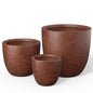 Kante Set of 3 Rusty Concrete Bowl Planters 18" 14" 10" Dia - color: Rusty, size: 18"d + 14"d + 10"d