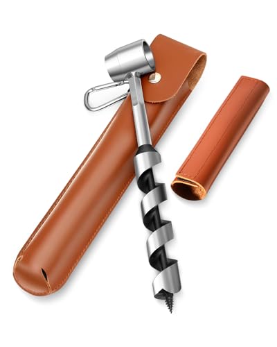 Upgrade Bushcraft Tools, 1 X 10'' Hand Auger Wood Drill, Sharper Settlers Wrench for Easy Drilling, Protable Scotch Eye Auger, Outdoor Survival Gear for Camping Backpacking Hiking