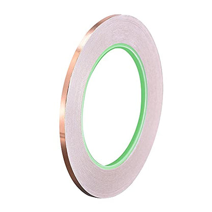 uxcell Double-Sided Conductive Tape Copper Foil Tape Adhesive 3mm x 30m/98.4ft for Guitar, EMI Shielding Crafts, Electrical Repairs, Stained Glass - size: 3mm
