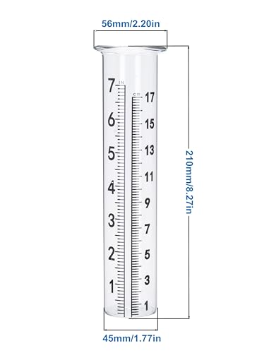 7" Capacity Rain Gauge Glass Replacement Tube with Lip for Yard Garden (2)