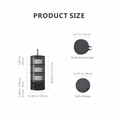 Herb Drying Rack, 1ft Diameter 4 Layer Hanging Mesh Net - size: Small 4-Layer
