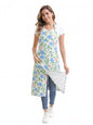 Nanxson Pottery Apron Split Leg with 3 Pockets & Adjustable Buckle - color: Blue Flower