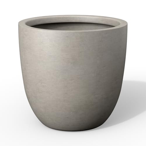 Kante 18 Inch Dia Round Concrete Planter, Indoor Outdoor Large Plant Pot with Drainage Hole and Rubber Plug for Home Patio Garden, Buff Concrete - color: Buff Concrete, size: 18-Inch Dia