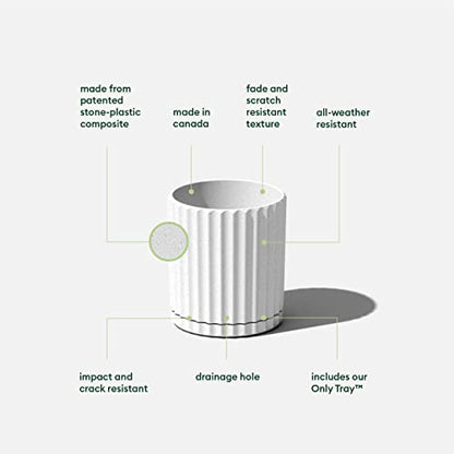 Veradek Demi Series Demi 6" Planter w/Tray, White - color: White, size: 6 inch