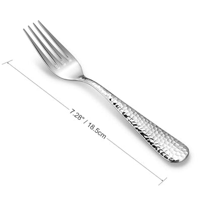 KEAWELL Premium Louise Hammered 4-Piece Fork Set (4, 7.28" Salad Forks) - size: 7.28" Salad Forks
