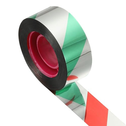 MECCANIXITY 262ft Long 1" Wide Green/Silver Dual Side Reflective Holographic Flash Bird Scare Tape Ribbon to Keep Birds Away, Hang Tie on Garden Farm Orchards Balcony Patio Yard Fence - color: Green Silver, size: 262.4ft x 0.94in