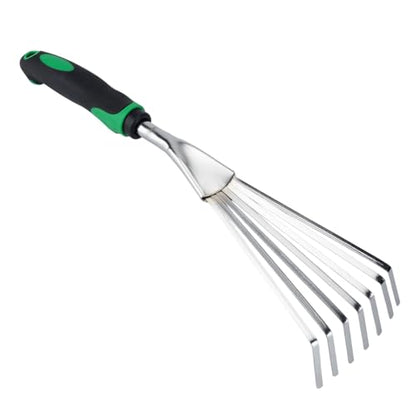 Small Leaf Rake Gardening,Mini Hand Rake Clean Flower Beds Fallen Leaves - color: Silver