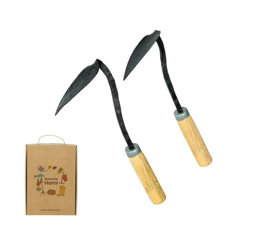 Reencle Homi Korean Hand Hoe (Homi) – Traditional Handmade Hand Plow Garden Tool, Forged Steel Blade & Wooden Handle for Weeding, Digging, Planting & Cultivating
