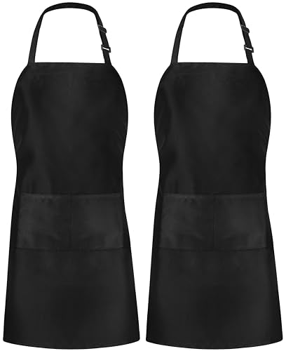 Utopia Kitchen Bib Aprons 2 Pack Adjustable With 2 Pockets - color: Black